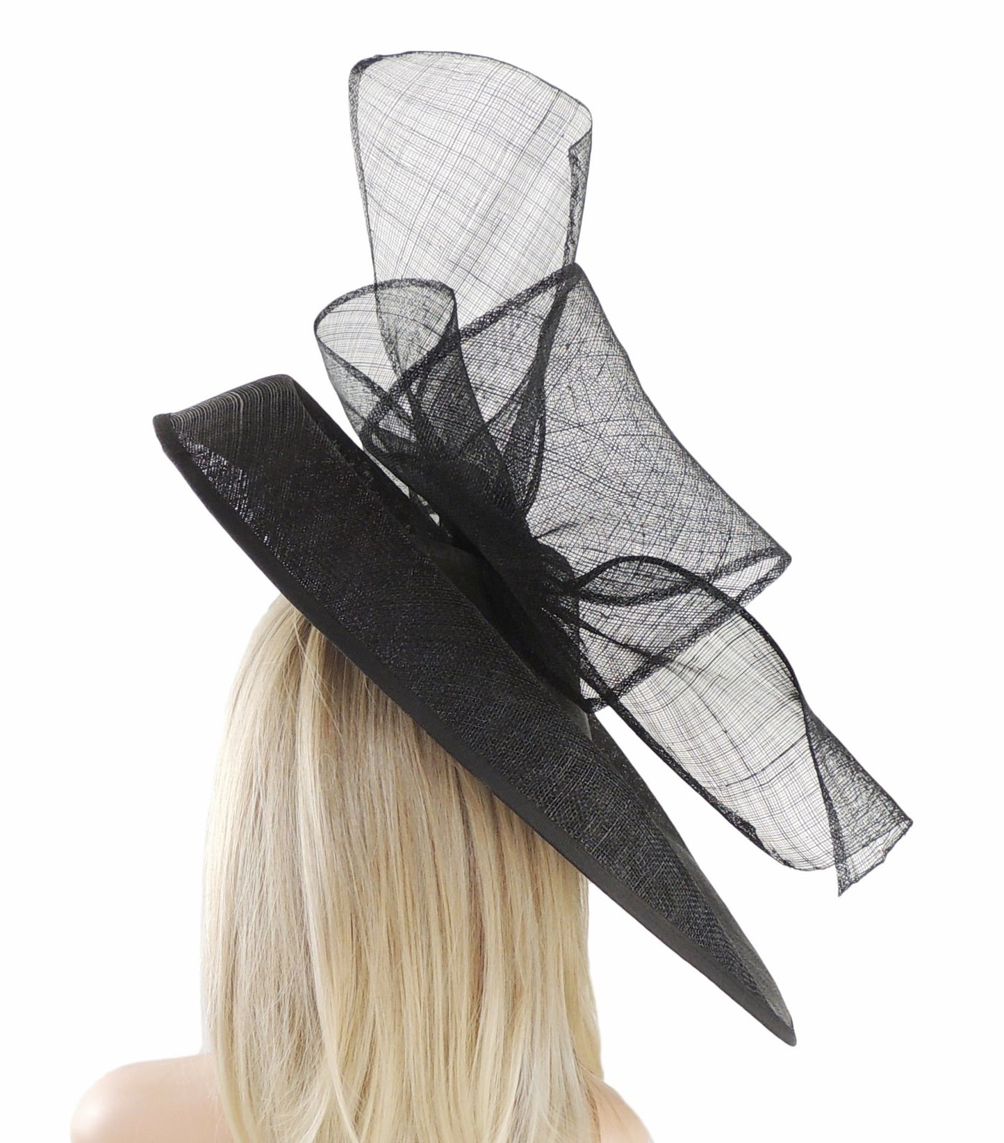Black Statement Hatinator Kentucky Derby Fascinator Womens Ascot Headwear Ladies Day Hats Formal Occasion Feather Headpiece High Tea Party