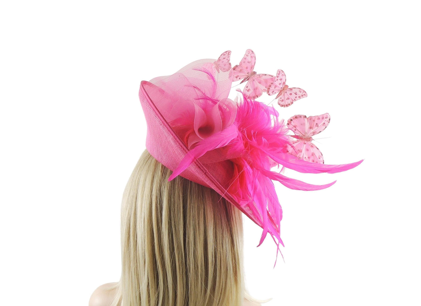 Black Red Kentucky Derby Hat Saucer Hatinator Ascot Feather Fascinator Race Day Society High Tea Party Formal Wedding Garden Custom Designer