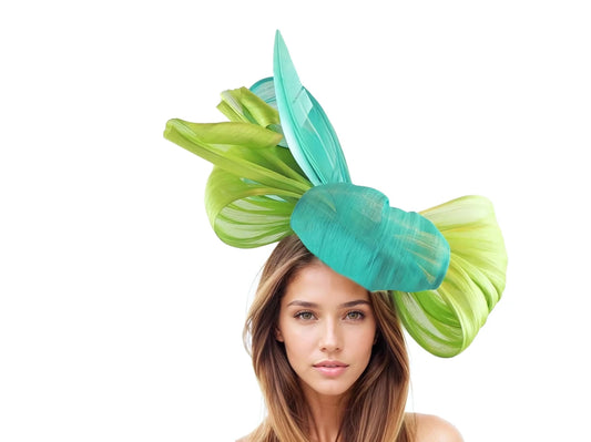 Jade Lime Bright Green Fascinator Hat Kentucky Ascot Derby KY Woman  Garden Tea Party Wedding  Cocktail Statement Formal Hat Designer Woman