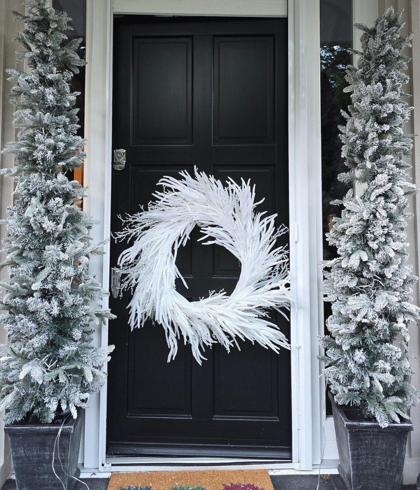 XL Large Luxury Christmas Wreath White Norfolk Pine Crystal Wall Front Door Luxury Home Decor Fireplace Decoration Winter Mantle Holiday