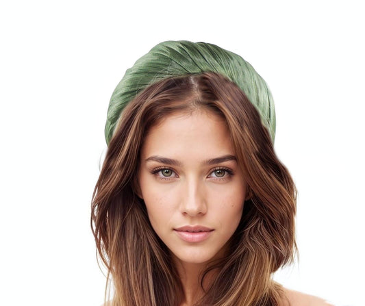 Olive Green Kentucky Derby Fascinator, Forest Green Wedding Aliceband, Green Fascinator Headband,Green Ascot Halo,Sage Tall Puffy Headpiece