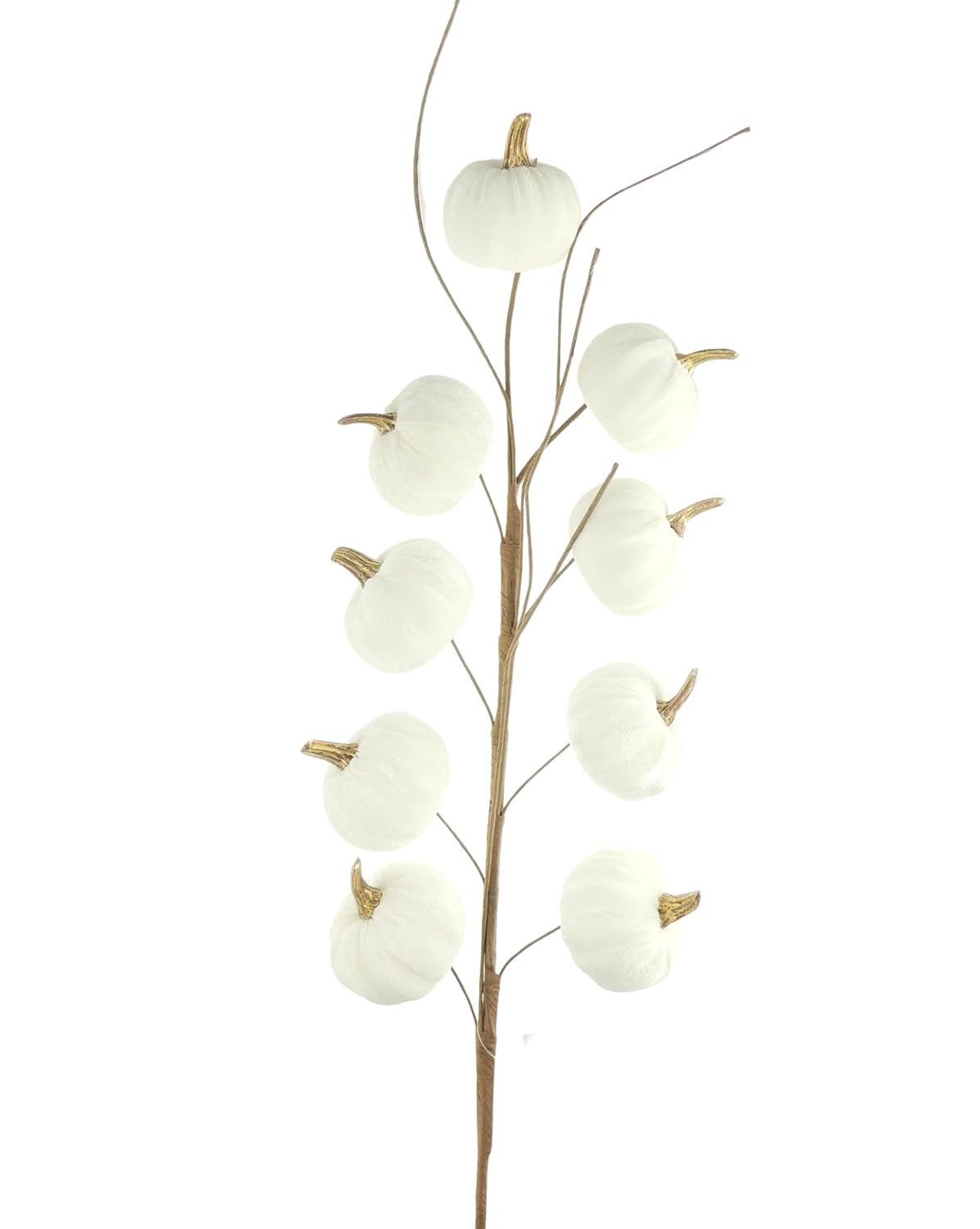 CRESSIDA Autumn Fall Velvet Pumpkin Spray Stem 66cm with 9 Pumpkins