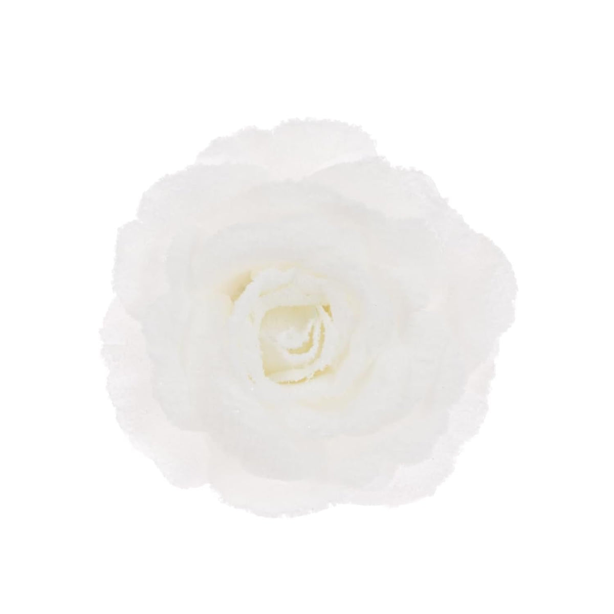 Large Flocked Snowy Rose Christmas Tree Clip Decoration