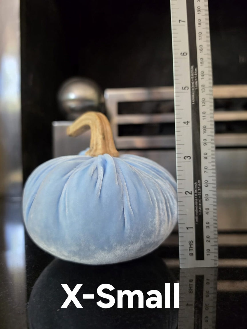 Set of 3 X-Small Silk Velvet Pumpkins – Luxury Autumn Fall Table, Mantel & Shelf Decor