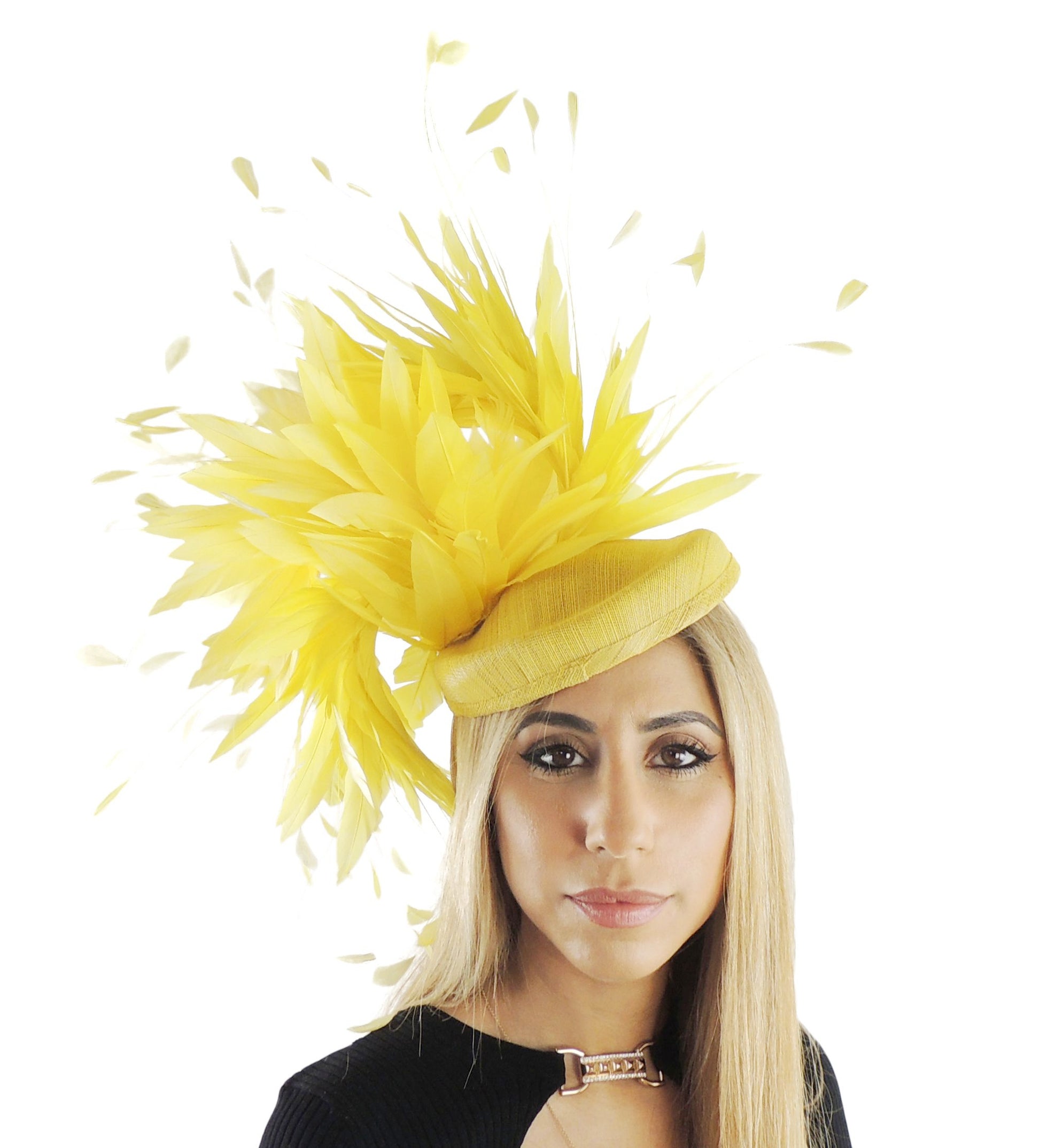 Bianca Large Feather Statement Fascinator Hat - Hats By Cressida