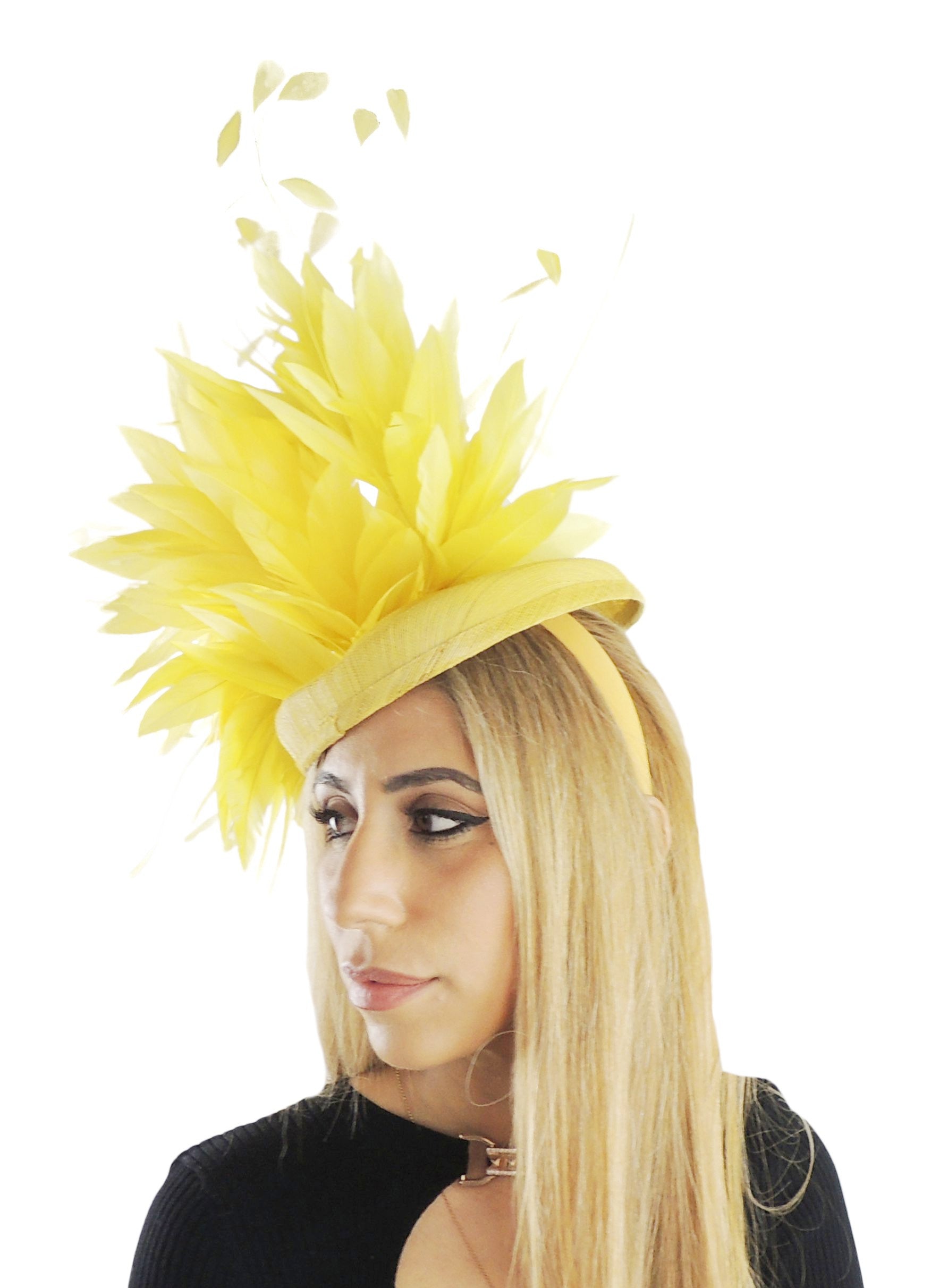 Bianca Large Feather Statement Fascinator Hat - Hats By Cressida