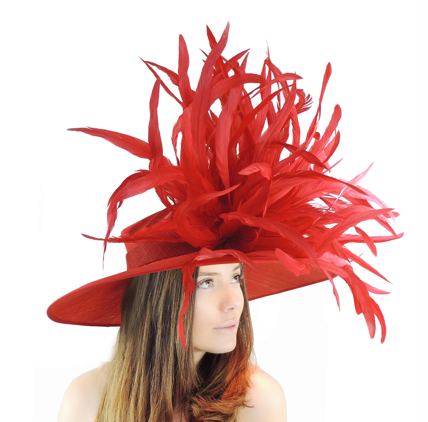 Marit Ascot Large Feather Kentucky Derby Wedding Hat Many Colours