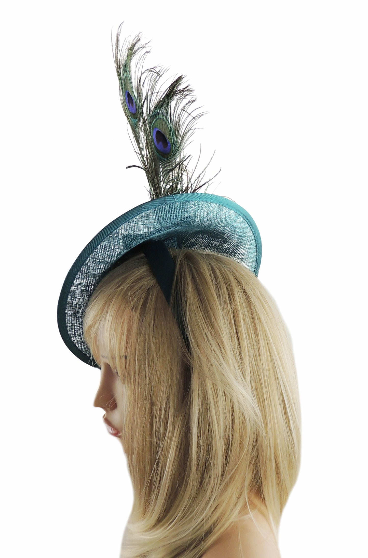 Kingfisher Teal Peacock Fascinator - Hats By Cressida