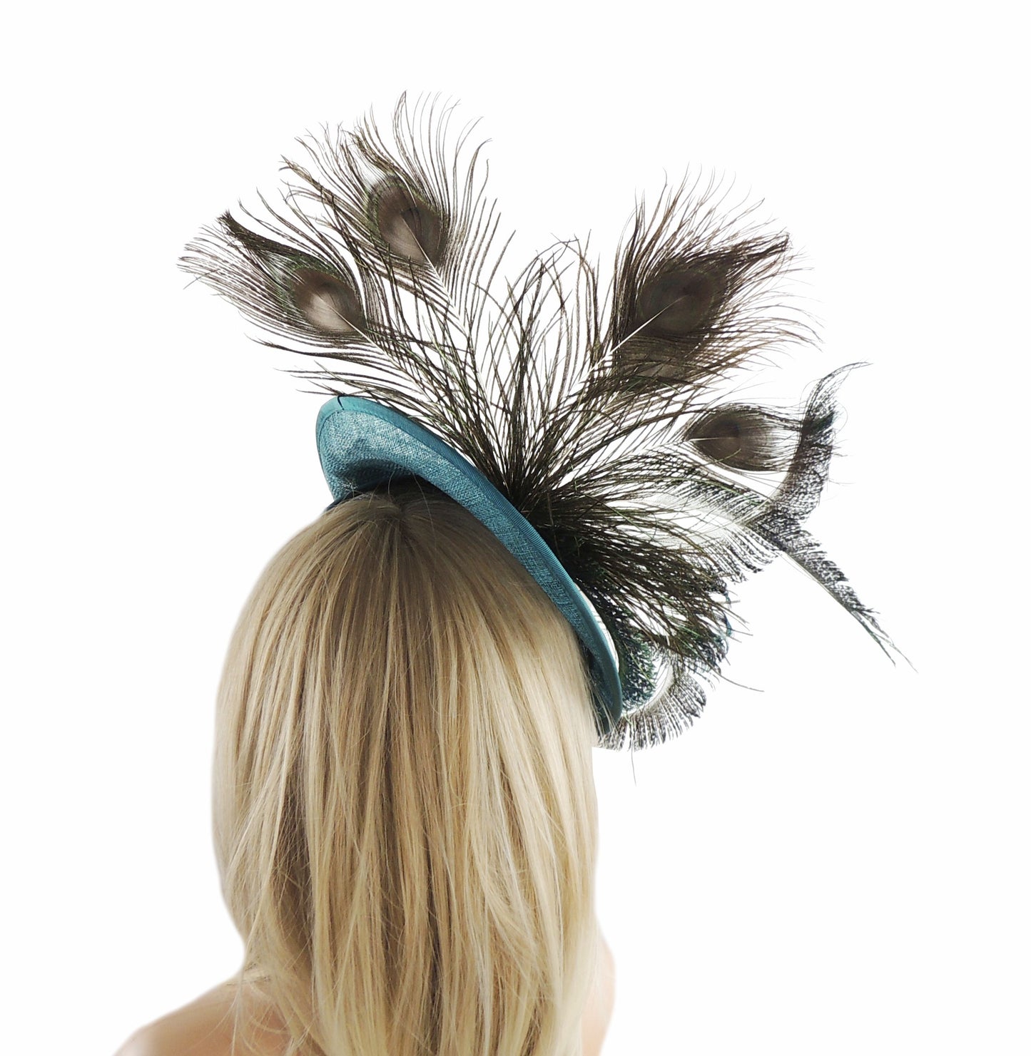 Kingfisher Teal Peacock Fascinator - Hats By Cressida